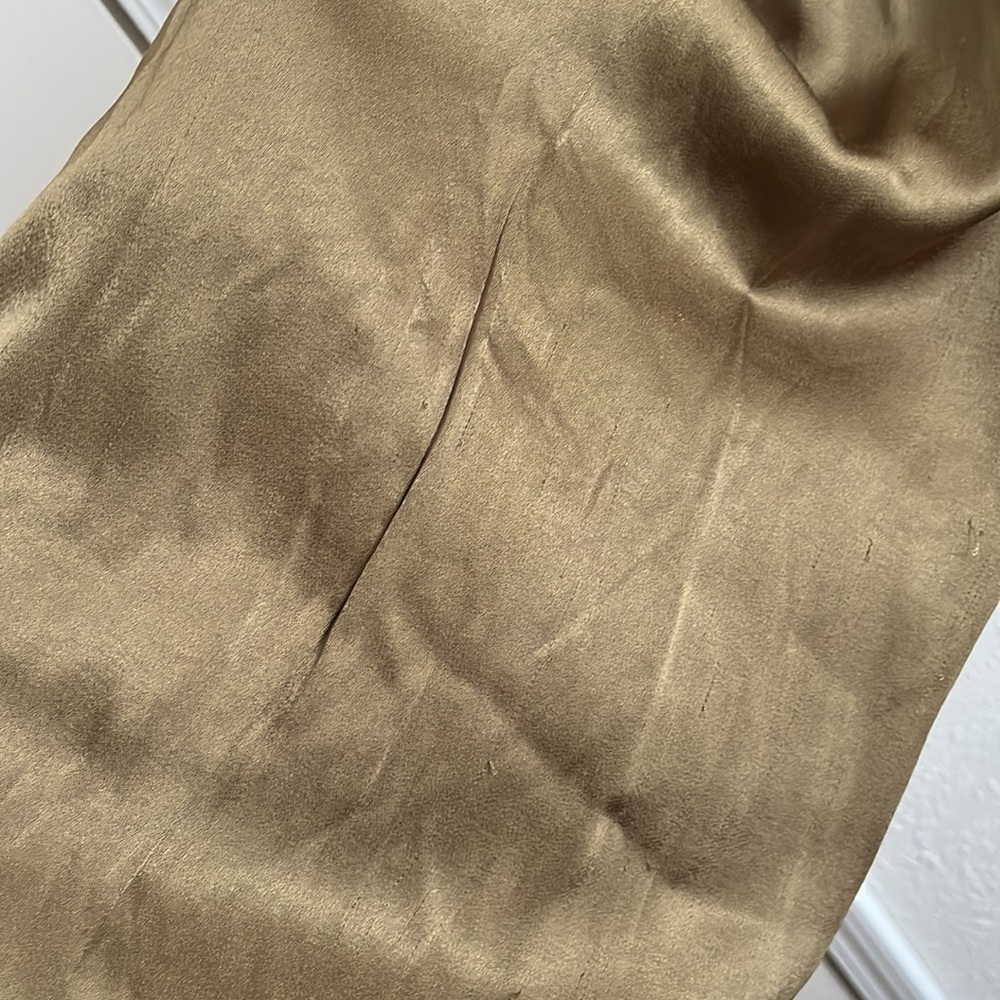 DKNY spanish olive satin jumpsuit Size small spaghetti straps, wide leg. - Picture 6 of 11